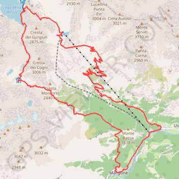 Trace GPS Lago della Rossa, Colle Altare, itinéraire, parcours