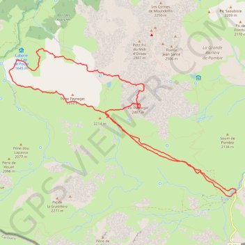 Trace GPS Peyreget (arête SW), tour de la Pène de Peyreget depuis Anéou, itinéraire, parcours