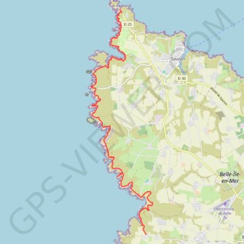 Trace GPS Belle Île en Mer Les poulains Plage de Vazen, itinéraire, parcours