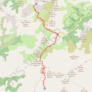 Trace GPS GR20 Tighjettu - Carrozzu, itinéraire, parcours