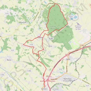 Trace GPS Forêt de Buzet depuis Garidech, itinéraire, parcours