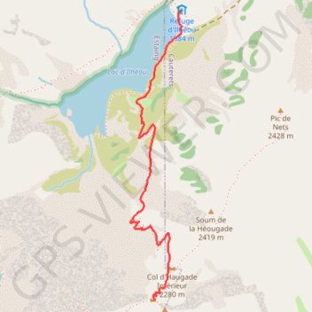 Trace GPS Col de la Haugade depuis le refuge d'Ilhéou, itinéraire, parcours