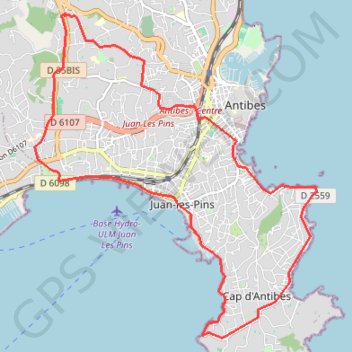 Trace GPS Tour d'Antibes, itinéraire, parcours