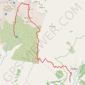 Trace GPS Sierra nevada - Mulhacen, itinéraire, parcours