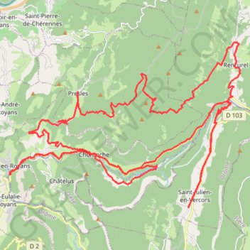 Trace GPS Pont-en-Royans - Choranche - Saint-Julien - Rancurel - Presles, itinéraire, parcours