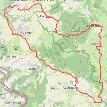 Trace GPS Saint-Maurice Sallèdes Yronde Vic-le-Comte, itinéraire, parcours