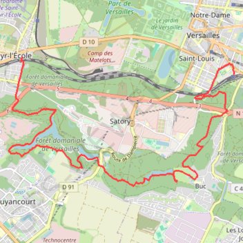 Trace GPS De Saint-Cyr-l'École à Versailles, itinéraire, parcours