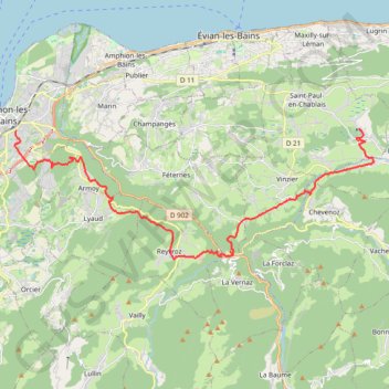 Trace GPS Thonon La Beunaz, itinéraire, parcours