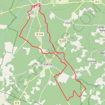 Trace GPS Vallée du Ciron, itinéraire, parcours