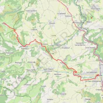 Trace GPS La Via Arverna (Olloix - Issoire), itinéraire, parcours