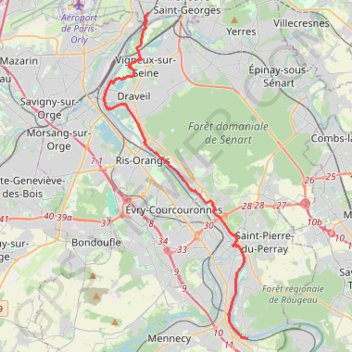 Trace GPS Le sentier de la Seine entre Le Coudray-Montceaux et Ablon-sur-Seine, itinéraire, parcours