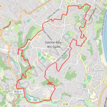 Trace GPS Panoramas et paysages de Sainte-Foy-lès-Lyon, itinéraire, parcours