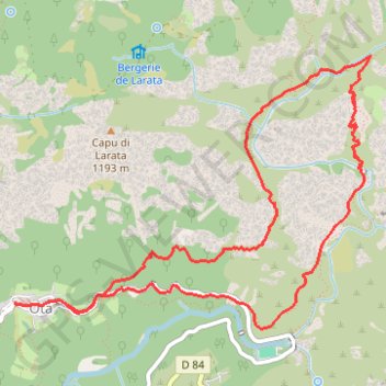 Trace GPS Ota - tour du Fughicchie, itinéraire, parcours