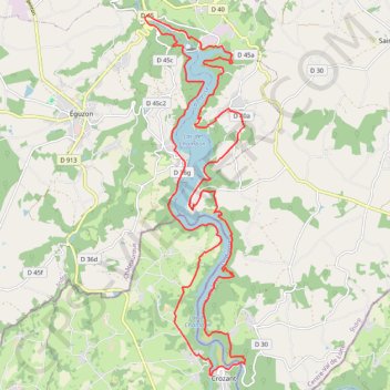 Trace GPS Tour du lac d'Eguzon, itinéraire, parcours
