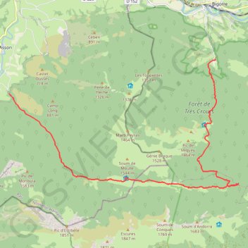 Trace GPS Les vallons de Yerse et de l'Aguée par l'Arriousec jusqu'à Peyras, itinéraire, parcours