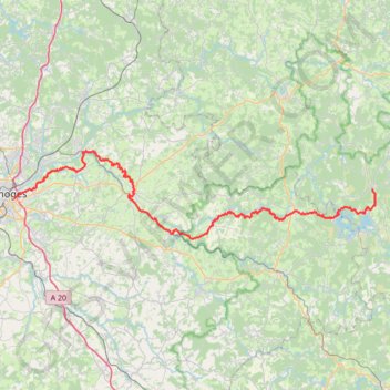 Trace GPS V 93 Limoges - Vassivière (Véloroute), itinéraire, parcours