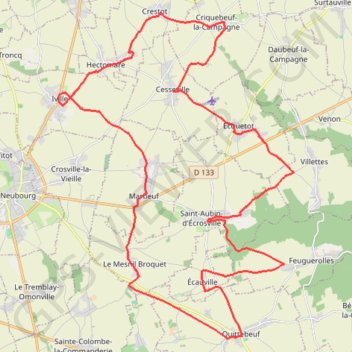 Trace GPS Boucle du Plateau - Quittebeuf, itinéraire, parcours