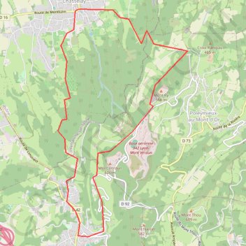 Trace GPS Mont d'Or - Limonest, Poleymieux, Chasselay, itinéraire, parcours