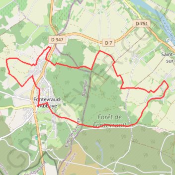 Trace GPS Autour de Fontevraud, itinéraire, parcours