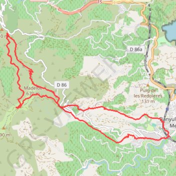 Trace GPS Sur les hauteurs de la Côte Vermeille depuis Banyuls-sur-mer, itinéraire, parcours