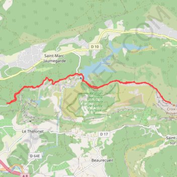 Trace GPS Sainte Victoire depuis Bibémus, itinéraire, parcours