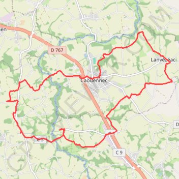 Trace GPS Caouennec - Lanvéréac, itinéraire, parcours