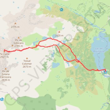 Trace GPS Du Lac des Bouillouses au Puig Carlit, itinéraire, parcours