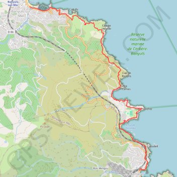 Trace GPS [Itinéraire] (E12-Sentier Littoral) Banyuls-sur-Mer -Cerbère, itinéraire, parcours