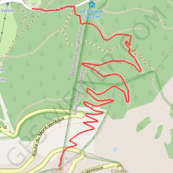 Trace GPS Du mont Serein au mont Ventoux, itinéraire, parcours