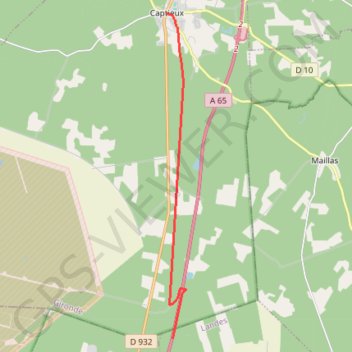 Trace GPS Compostelle - Voie de Vézelay en Gironde - Captieux - Le Poteau (CG), itinéraire, parcours