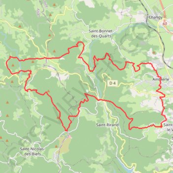 Trace GPS Montée au parc éolien de la Pierre Charbonnière (GR3A) - Ambierle, itinéraire, parcours