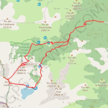 Trace GPS Tuc de Bouc et pic de la Mède depuis Frechendech, itinéraire, parcours
