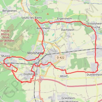Trace GPS Circuit Cyclotourisme de Molsheim - Mutzig, itinéraire, parcours