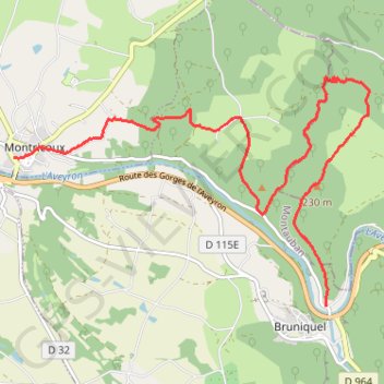Trace GPS Montricoux à Bruniquel, itinéraire, parcours