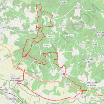 Trace GPS Randonnée VTT autour de Dompierre-sur-Charente, itinéraire, parcours