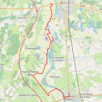Trace GPS Itinéraire de 37 Av. de la Route Bleue, 42210 Montrond-les-Bains, France à Lieu dit, Naconne, 42110 Cleppé, France, itinéraire, parcours