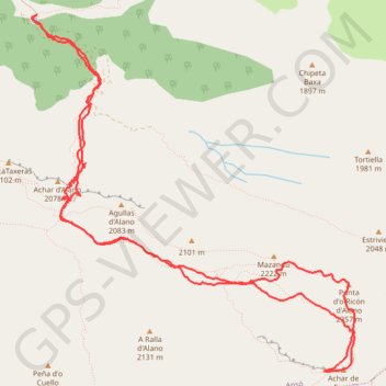 Trace GPS Peña Forca y Rincon de Alano depuis Taxeras (raquette/crampon), itinéraire, parcours