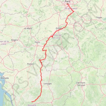 Trace GPS Bike Trip Paris Dordogne, itinéraire, parcours
