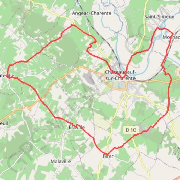Trace GPS Circuit découverte - Châteauneuf-sur-Charente, itinéraire, parcours