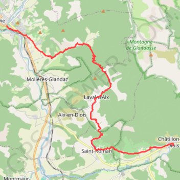 Trace GPS Grande Traversée des PréAlpes : Die - Châtillon-en-Diois, itinéraire, parcours