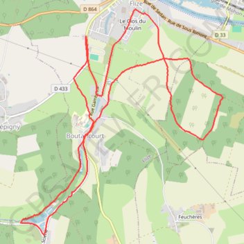 Trace GPS Autour de Boutancourt et Flize, itinéraire, parcours