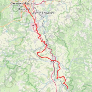 Trace GPS Clermont-Ferrand - Jumeaux, itinéraire, parcours