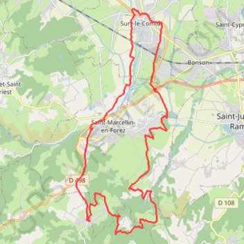 Trace GPS Sury - Perigneux, itinéraire, parcours