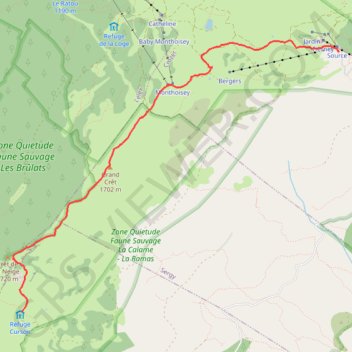 Trace GPS Curson - Téléphérique du Fierney, itinéraire, parcours