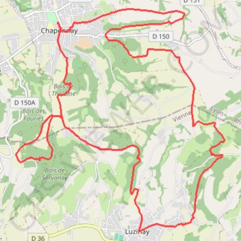 Trace GPS De Chaponnay à Luzinay, itinéraire, parcours