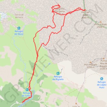 Trace GPS Pics d'Aspe et Llena de la Gargante depuis Saleras, itinéraire, parcours