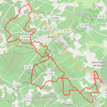 Trace GPS St Sulpice Berlouze Fontdouce 92010, itinéraire, parcours