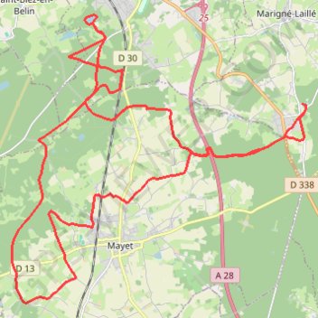 Trace GPS Marigné-Laillé, itinéraire, parcours