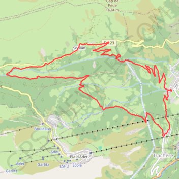 Trace GPS Au-dessus de Saint-Lary-Soulan, itinéraire, parcours
