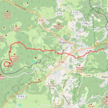 Trace GPS De Chamalières au Puy de Dôme, itinéraire, parcours